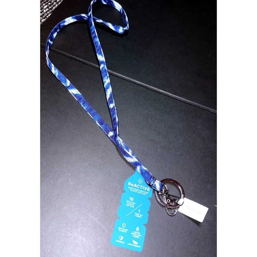 Vera Bradley ReActive Lanyard Women Island Tie-Dye NEW Blue White